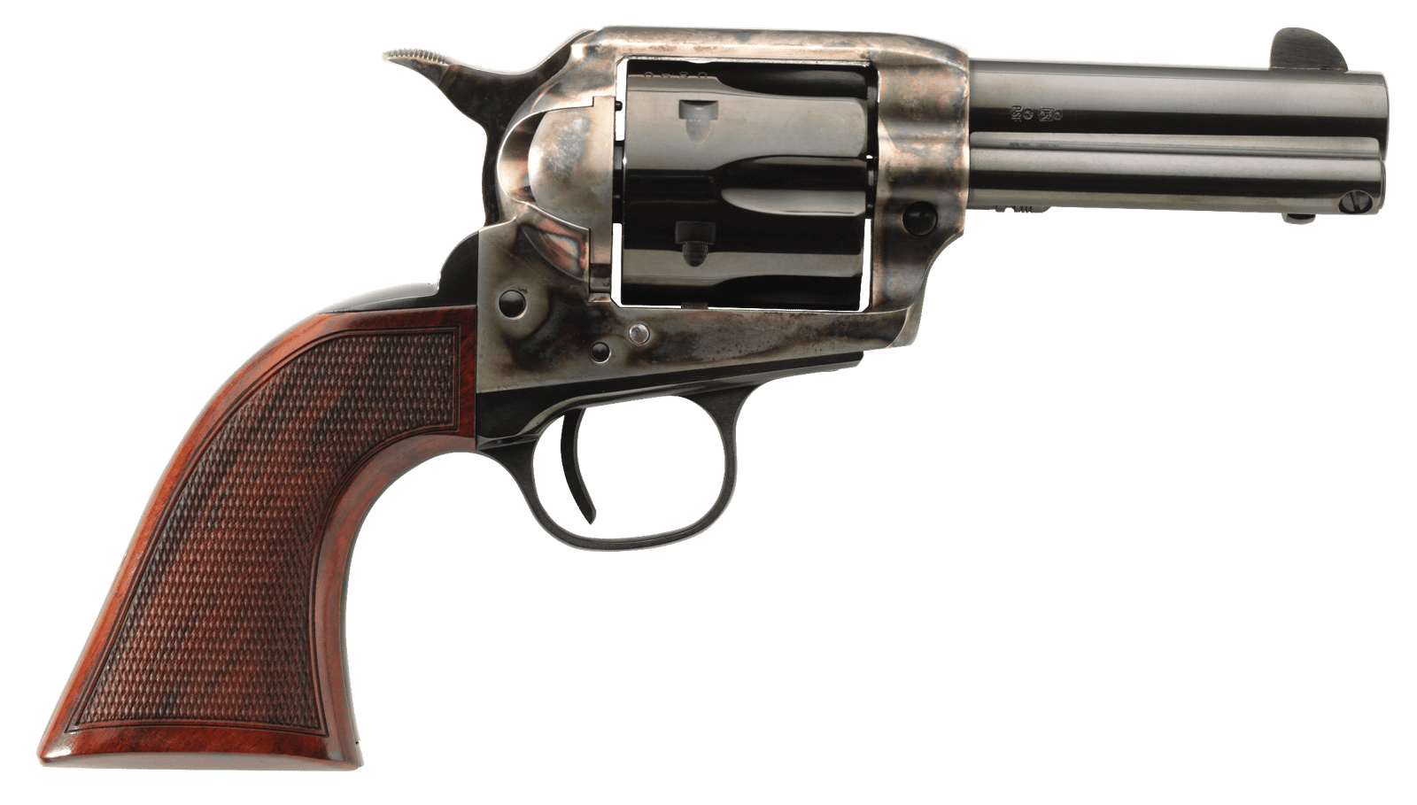 Taylors & Company 556217DE Short Stroke Runnin Iron Deluxe 45 Colt (LC) 6rd 3.50" Blued Cylinder & Barrel Color Case Hardened Steel Frame Checkered Walnut Grip (Taylor Tuned)