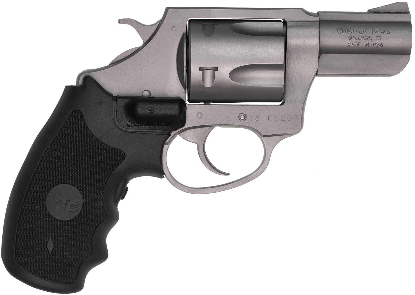 Charter Arms 73524 Mag Pug Large 357 Mag, 5 Shot 2.20" Matte Stainless Steel Barrel, Cylinder & Frame w/Black Crimson Trace Laser Grip