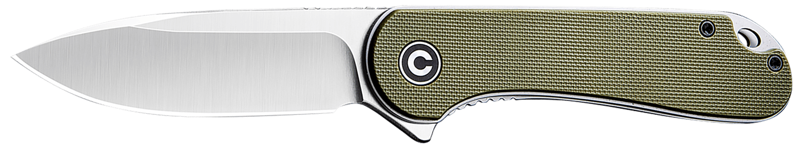 Civivi Knives C907E Elementum 2.96" Folding Plain Satin D2 Steel Blade, 4.03" Green Textured G10 Handle