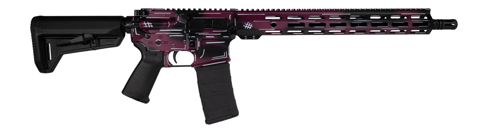 Shark Coast Tactical SCC02119ABKCH Anime-15 5.56 NATO 30+1 16" Black Nitride Threaded Barrel, Black Cherry Cerakote Aluminum Receiver w/Picatinny Rail, M-LOK Handguard, Magpul Collapsible Black Polym