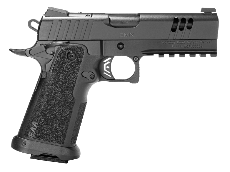Girsan 395060 Witness2311 CMX 9mm Luger 17+1 4.25" Black Bull Barrel, Black Cerakote Steel Lightening Cut/Optic Ready/Serrated Slide, Black Polymer Frame w/Beavertail & Picatinny Rail, Textured Grip,