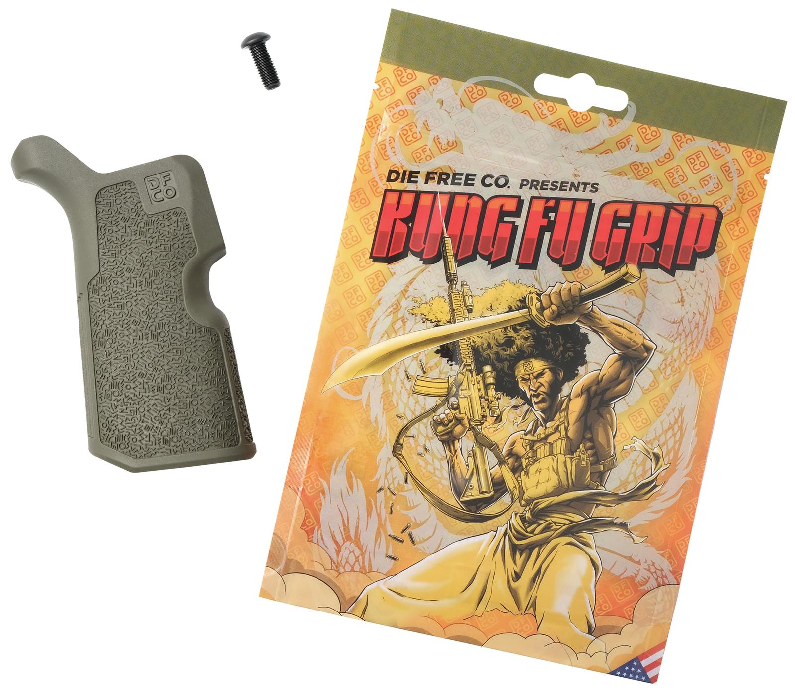 Die Free Co Llc KFGODG Kung Fu Grip Olive Drab Nylon Fits AR15/M4/AR10/SR25