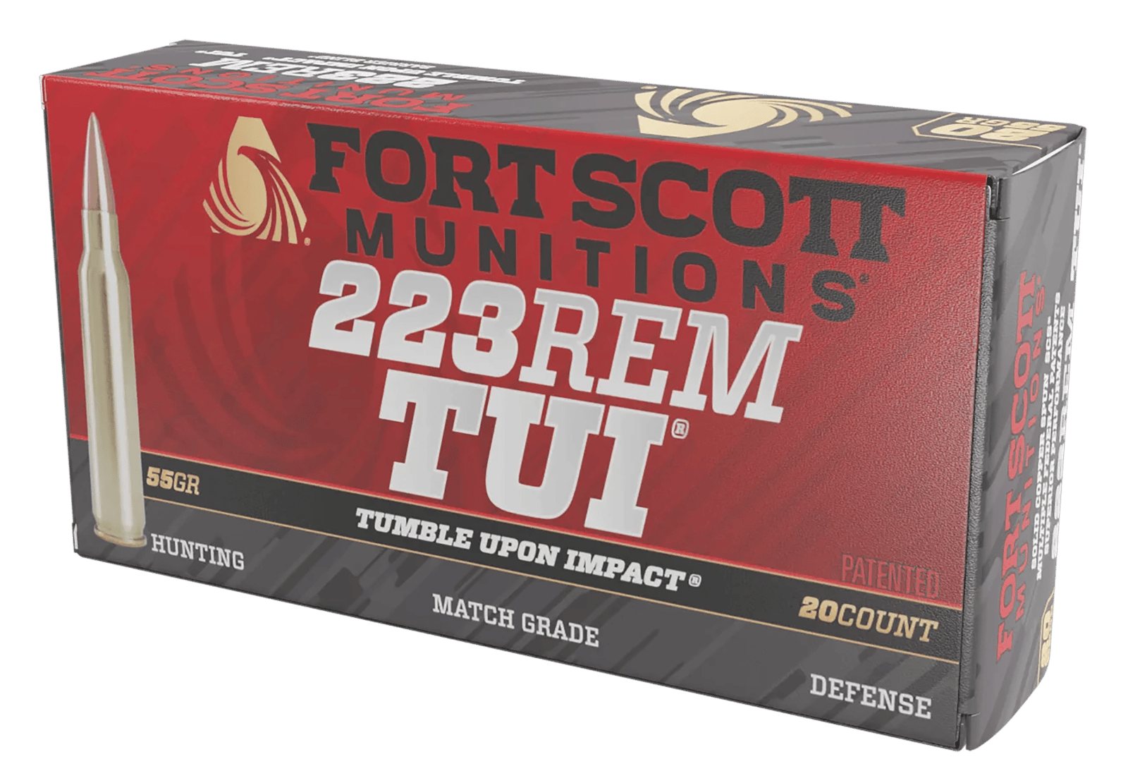 Fort Scott Munitions 223055SCV Tumble Upon Impact (TUI) 223Rem 55gr Solid Copper Spun 20 Per Box/25 Case