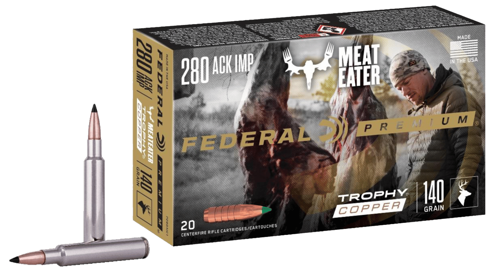 Federal P280A1TC1 Premium 280Ackley Improved 140gr Trophy Copper 20 Per Box/10 Case