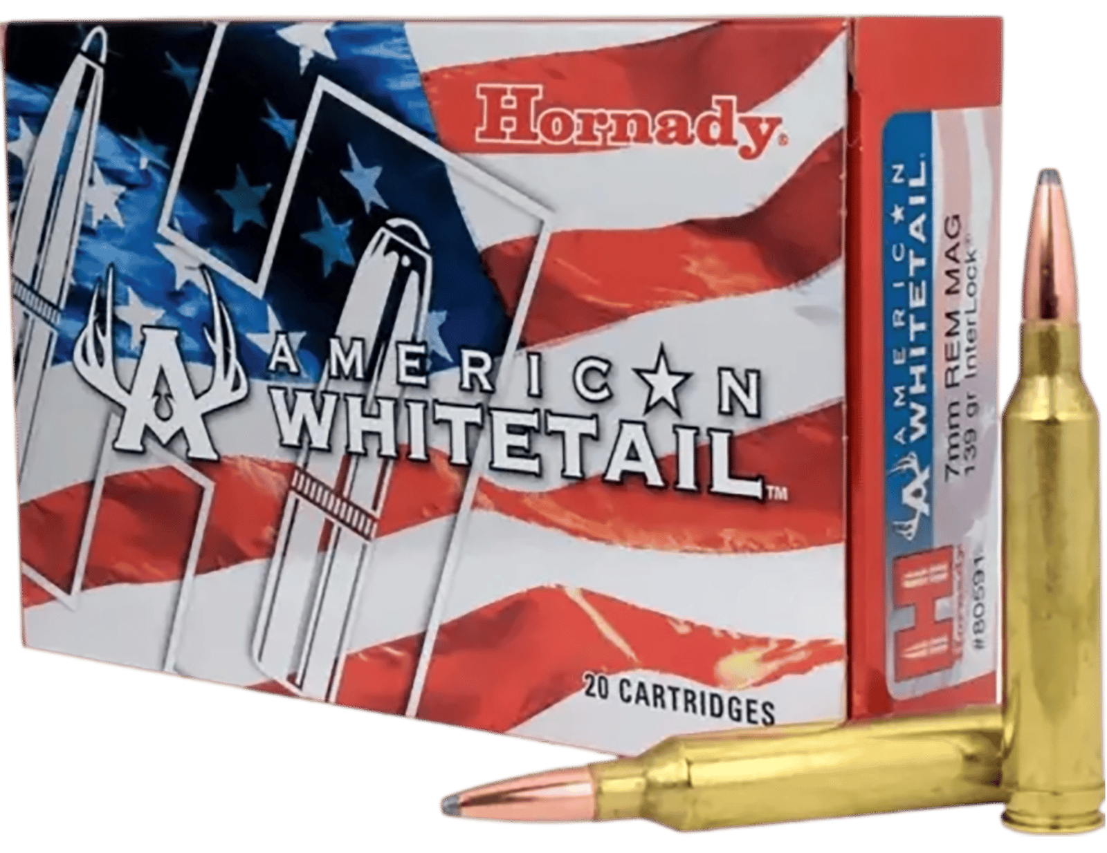 Hornady 80591 American Whitetail 7mmRemMag 139gr InterLock Spire Point 20 Per Box/10 Case