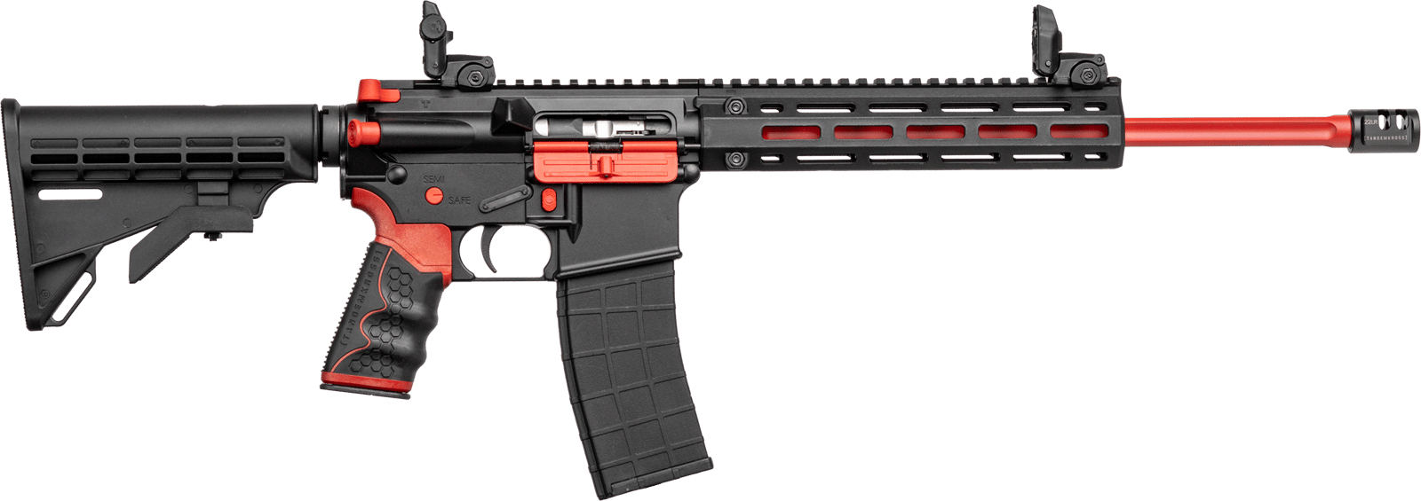 Tippmann Arms A101111 M4 Redline MSR 22 LR 25+1 16" Red Parkerized Fluted Threaded Barrel, Matte Black/Red Aluminum Receiver w/Picatinny Rail, M-LOK Handguard, Black Adj CAR15 Polymer Stock, Red/Black