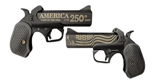 Bond Arms BA250TH-BLK-45/410 America 250th Anniversary 45 Colt/410 Gauge 2 Shot 4.25" Black Cerakote Engraved Barrel Black Cerakote Stainless Steel Frame Black Extended B6 Resin Grips Right Hand