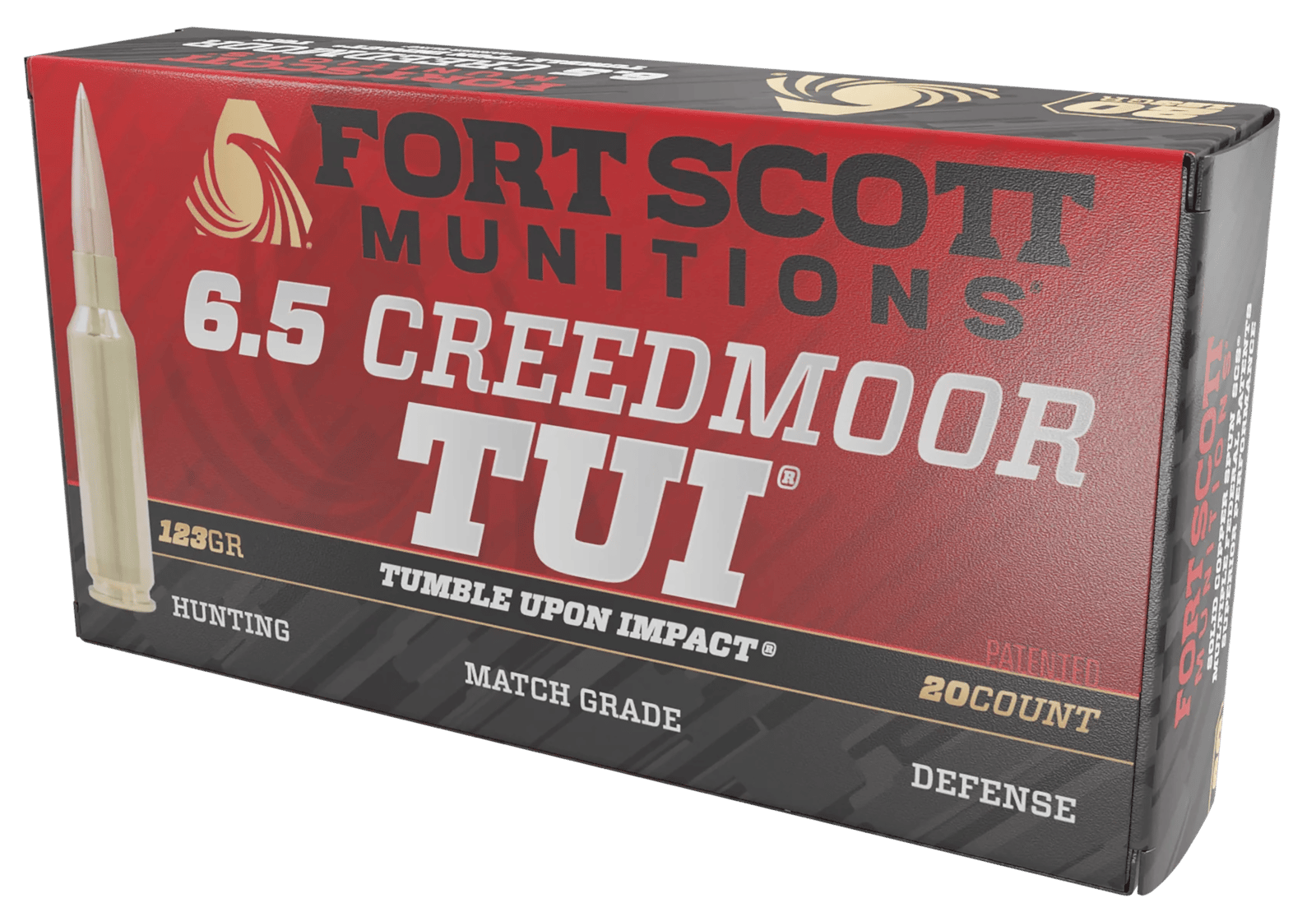Fort Scott Munitions 65CM123SCV11 Tumble Upon Impact (TUI) Rifle 6.5Creedmoor 123gr Solid Copper Spun 20 Per Box/10 Case