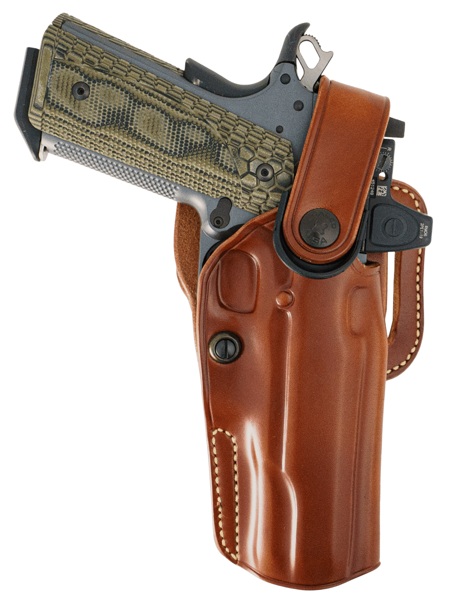 Galco APO224R APO Strongside/Crossdraw OWB Tan Steerhide Fits Glock 17 Gen1-5 Belt Holster Mount Right Hand