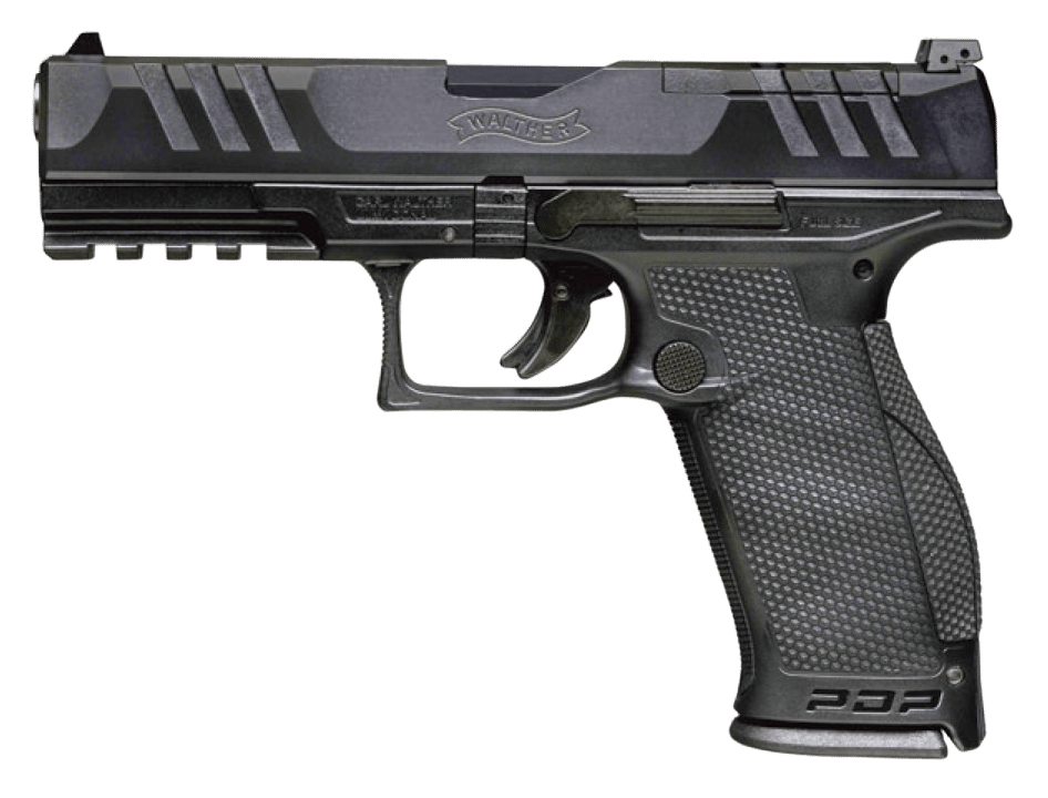 Walther Arms 2844001 PDP Optic Ready 9mm Luger Caliber with 5" Barrel, 18+1 Capacity, Black Finish Picatinny Rail Frame, Serrated/Optic Cut Black Steel Slide & Performance Duty Textured Polymer Grip