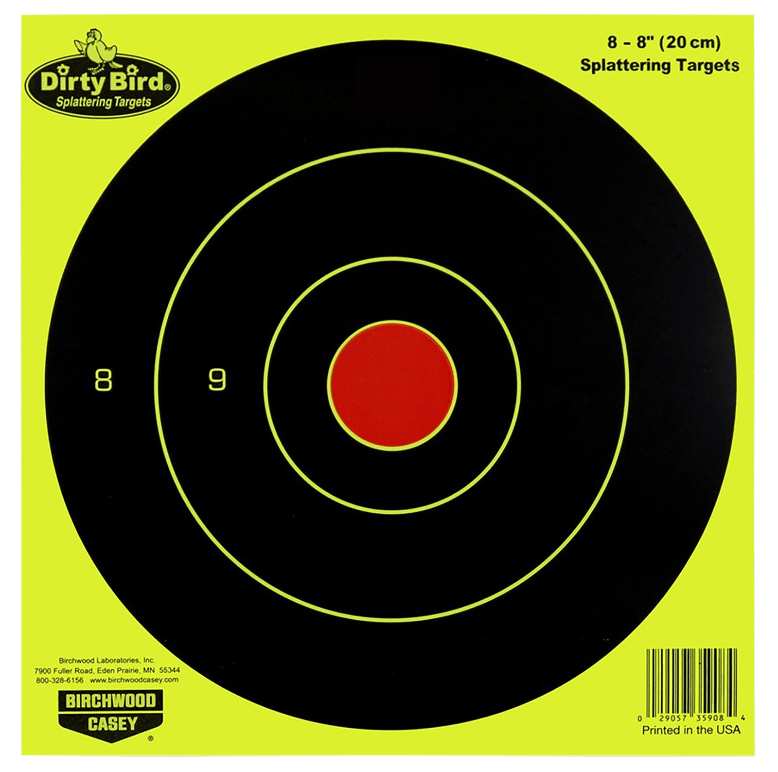 Birchwood Casey 35950 Dirty Bird Bullseye Paper Hanging Pistol/Rifle Black/Yellow 50 Per Pkg