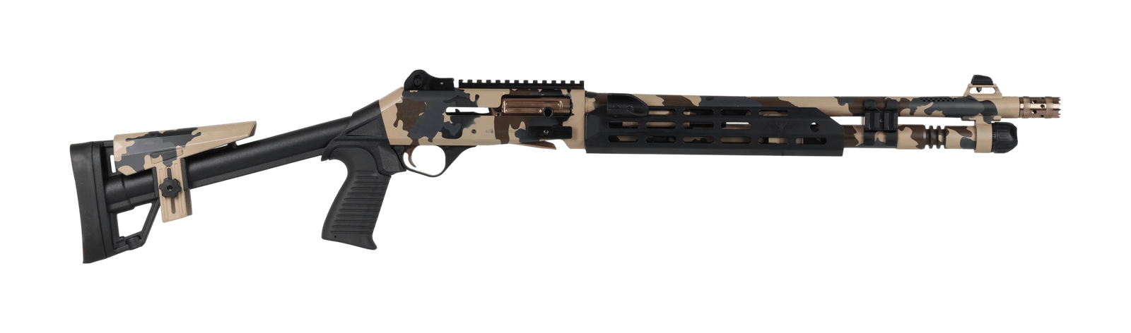 Panzer Arms PAM4CSSFCTMFSS M4 Speed Pro 12 Gauge Semi-Auto 3" 5+1 18.50" FDE Scorpion Camo w/Titanium Accents Ported Barrel & Aluminum Receiver w/Picatinny Rail, M-LOK Handguard, FDE Scorpion Camo Ske