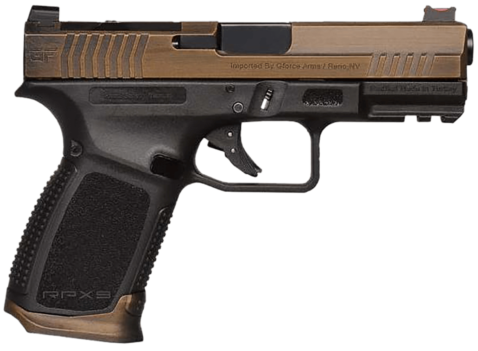 Gforce Arms GFRPX3C9BT Exodus 9mm Luger 15+1 4.02" Black Steel Barrel, Bronze Cerakote Serrated Steel Slide, Black Cerakote Polymer Frame w/Accessory Rail, Black Textured Grip