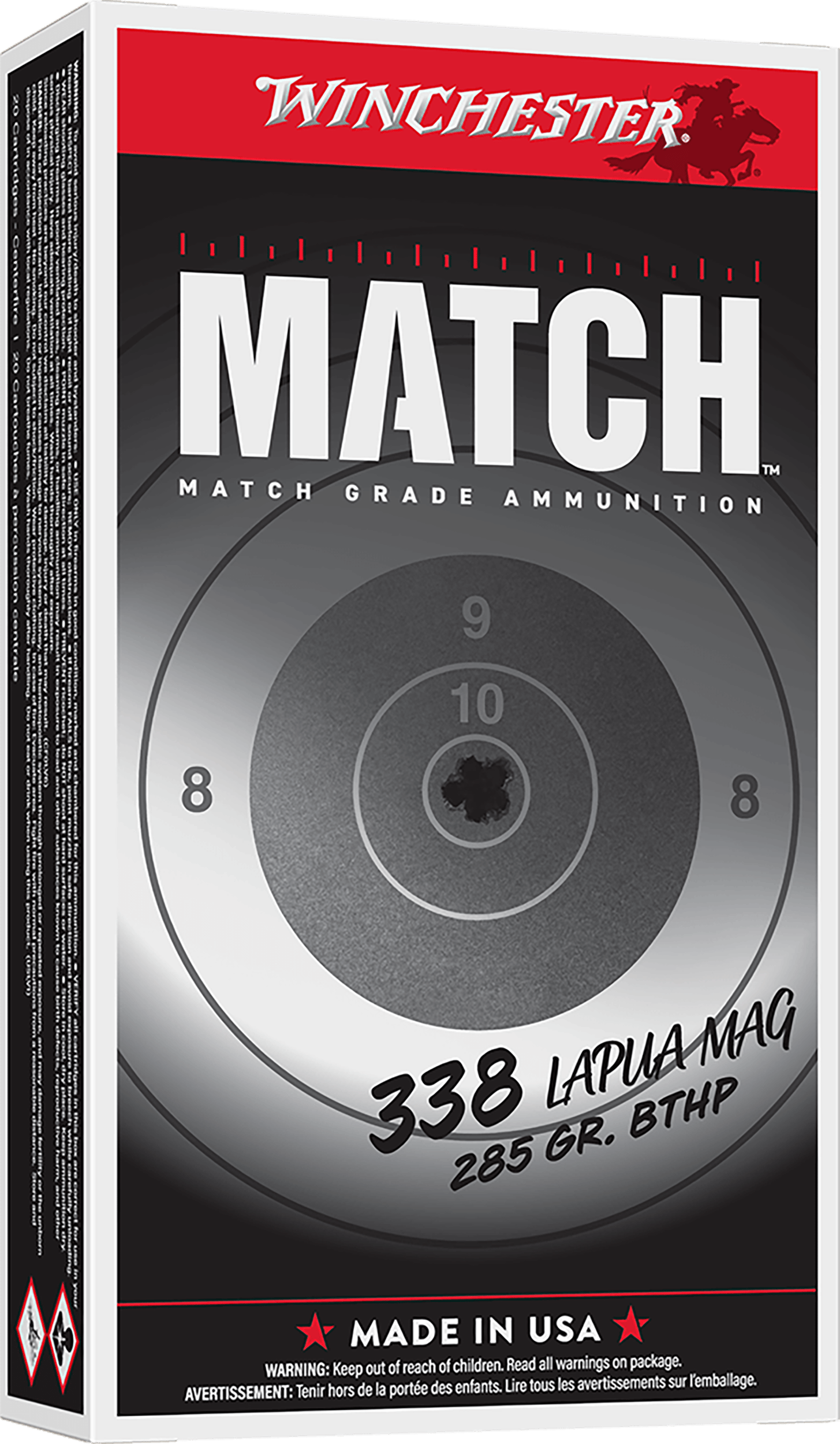 Winchester Ammo S338LM2 Match 338LapuaMag 285gr Boat Tail Hollow Point 20 Per Box/10 Case