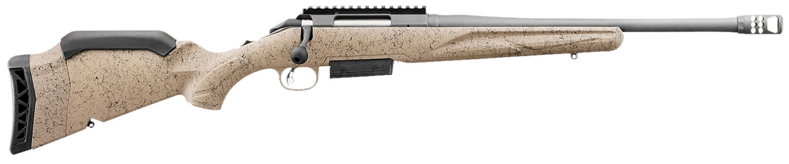 Ruger 46922 American II Ranch 450 Bushmaster 3+1 16.40" Cobalt Cerakote Threaded Barrel & Alloy Steel Receiver w/Picatinny Rail, Flat Dark Earth Splatter Adj Comb & LOP Synthetic Stock, Right Hand