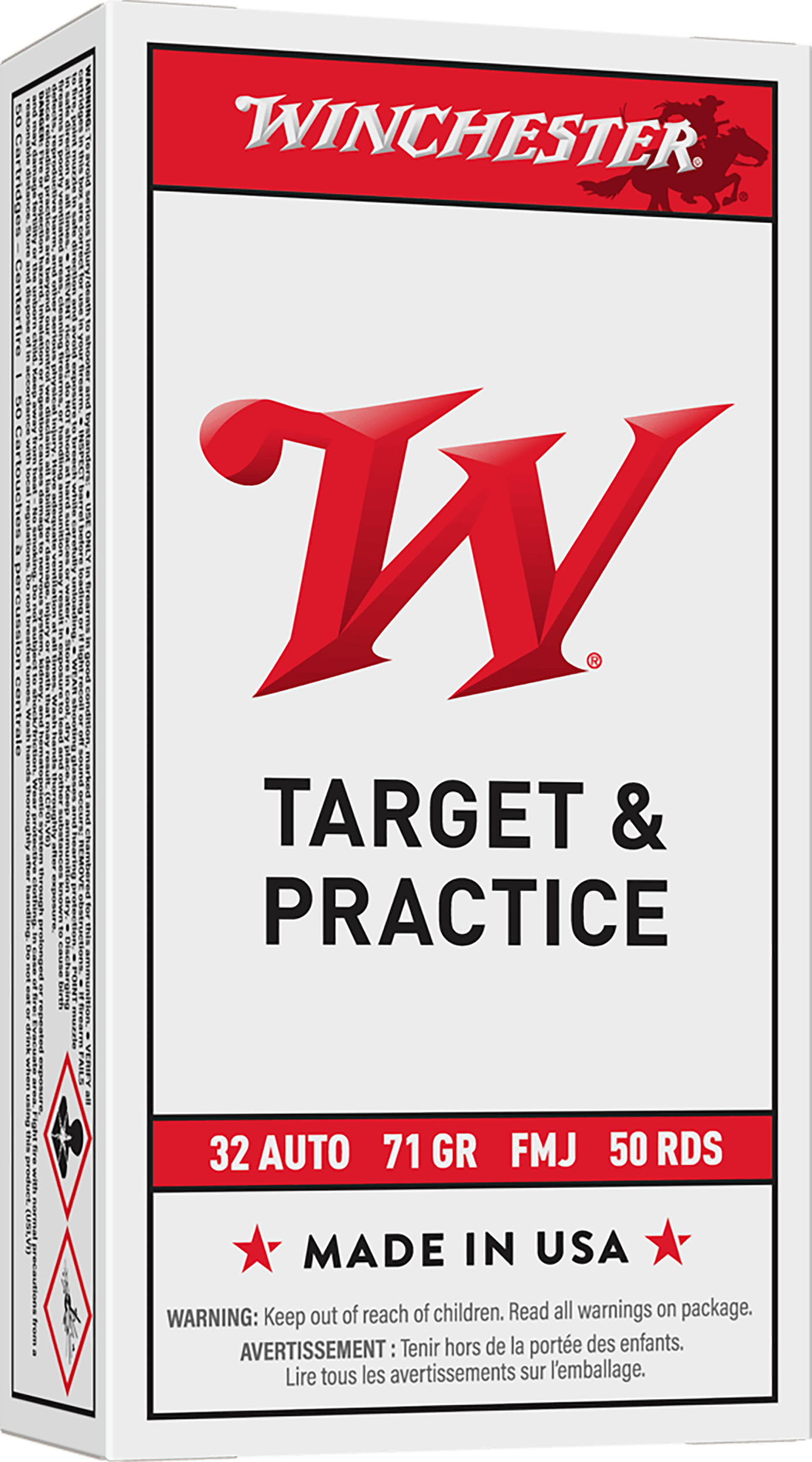 Winchester Ammo Q4255 USA 32ACP 71gr Full Metal Jacket 50 Per Box/10 Case