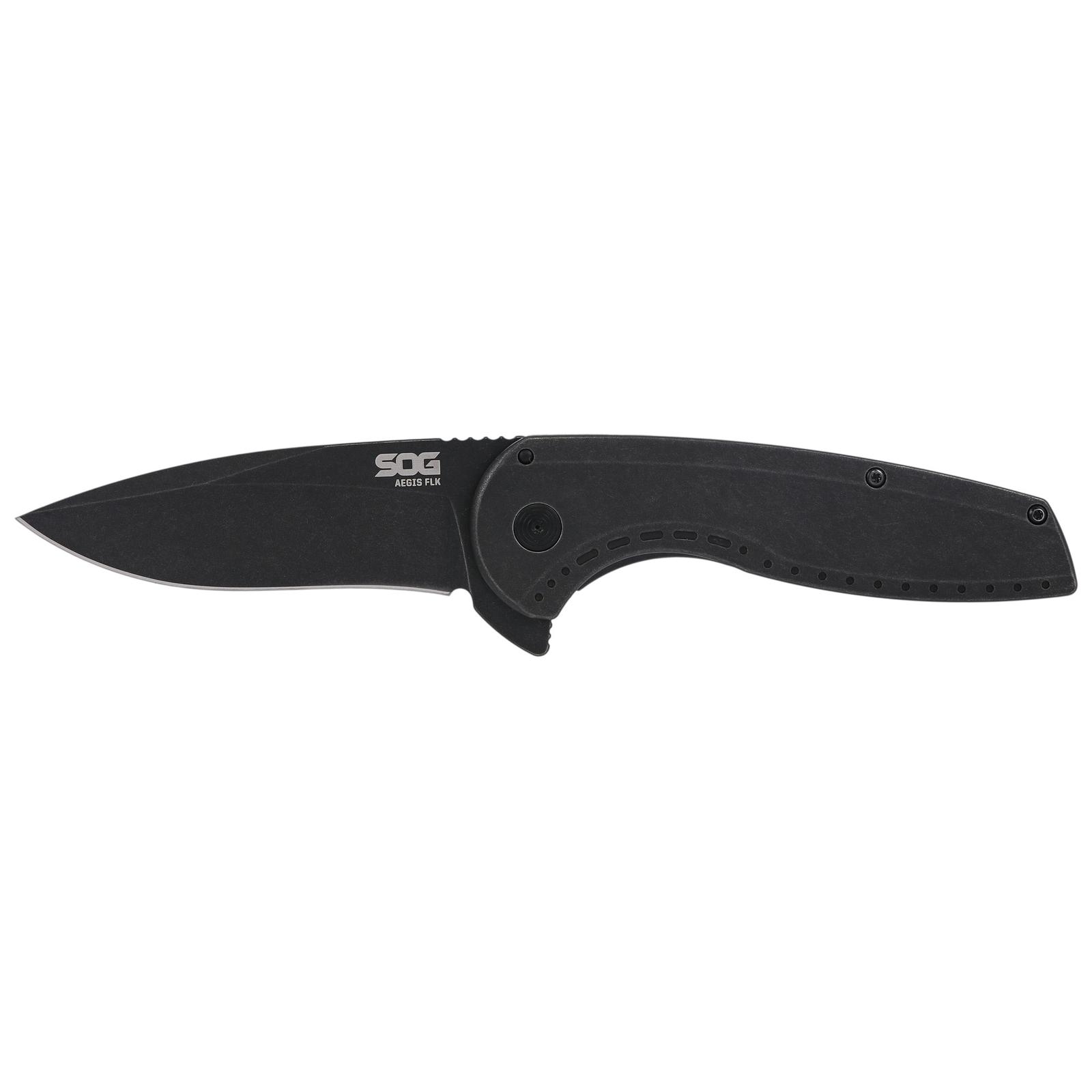 SOG AEGIS FLK 3.25" DROP PT BLK