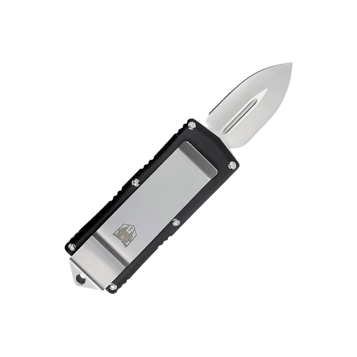 CobraTec Knives BLKOTFMC Money Clip 1.75" OTF Plain D2 Steel Blade/Black Aluminum Handle Includes Pocket Clip