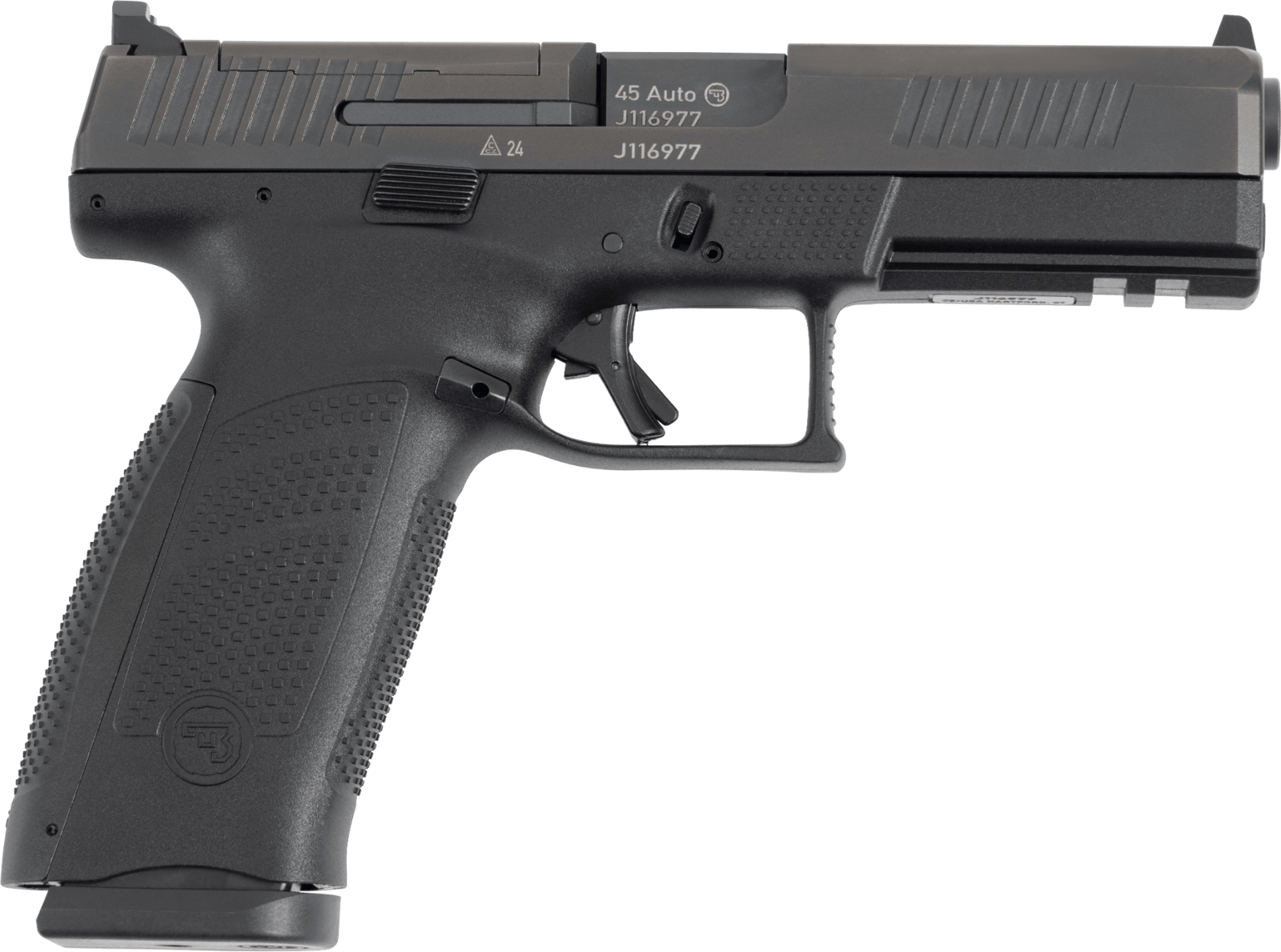 CZ-USA 91591 P-10 F Full Size Frame 45 ACP 13+1 4.50" Black Steel Barrel, Black Steel Optic Ready/Serrated Slide, Black Polymer Frame w/Picatinny Rail, Interchangeable Backstrap Grip