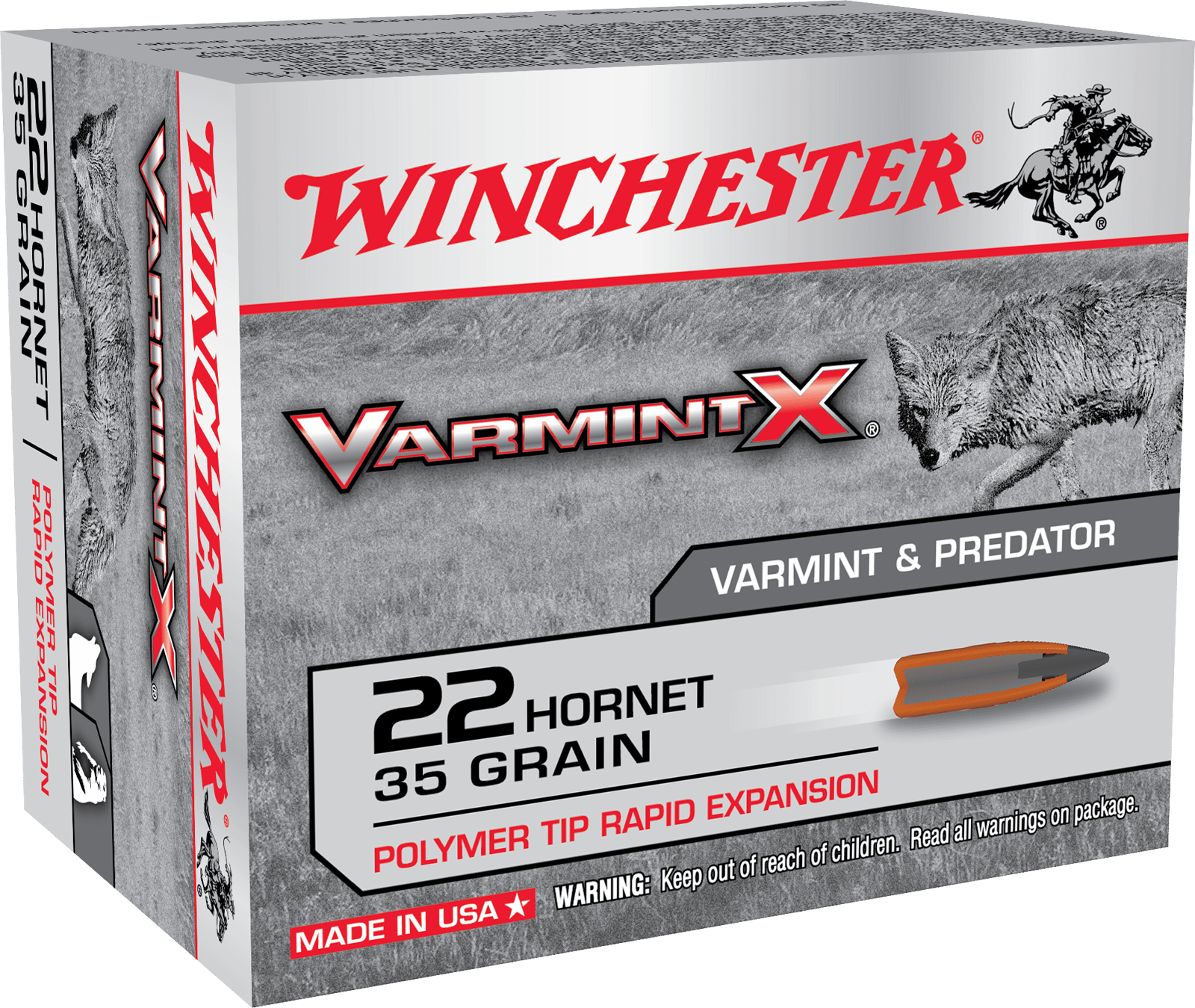 Winchester Ammo X22P Varmint X 22Hornet 35gr Polymer Tip Rapid Expansion 20 Per Box/10 Case