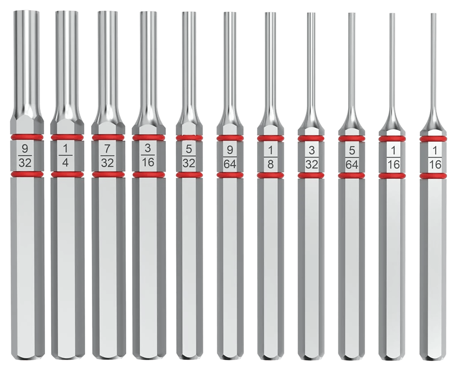 Real Avid AVAPKS Accu-Punch Standard Pin Punch Set Silver Steel Universal Firearm 11 Pieces
