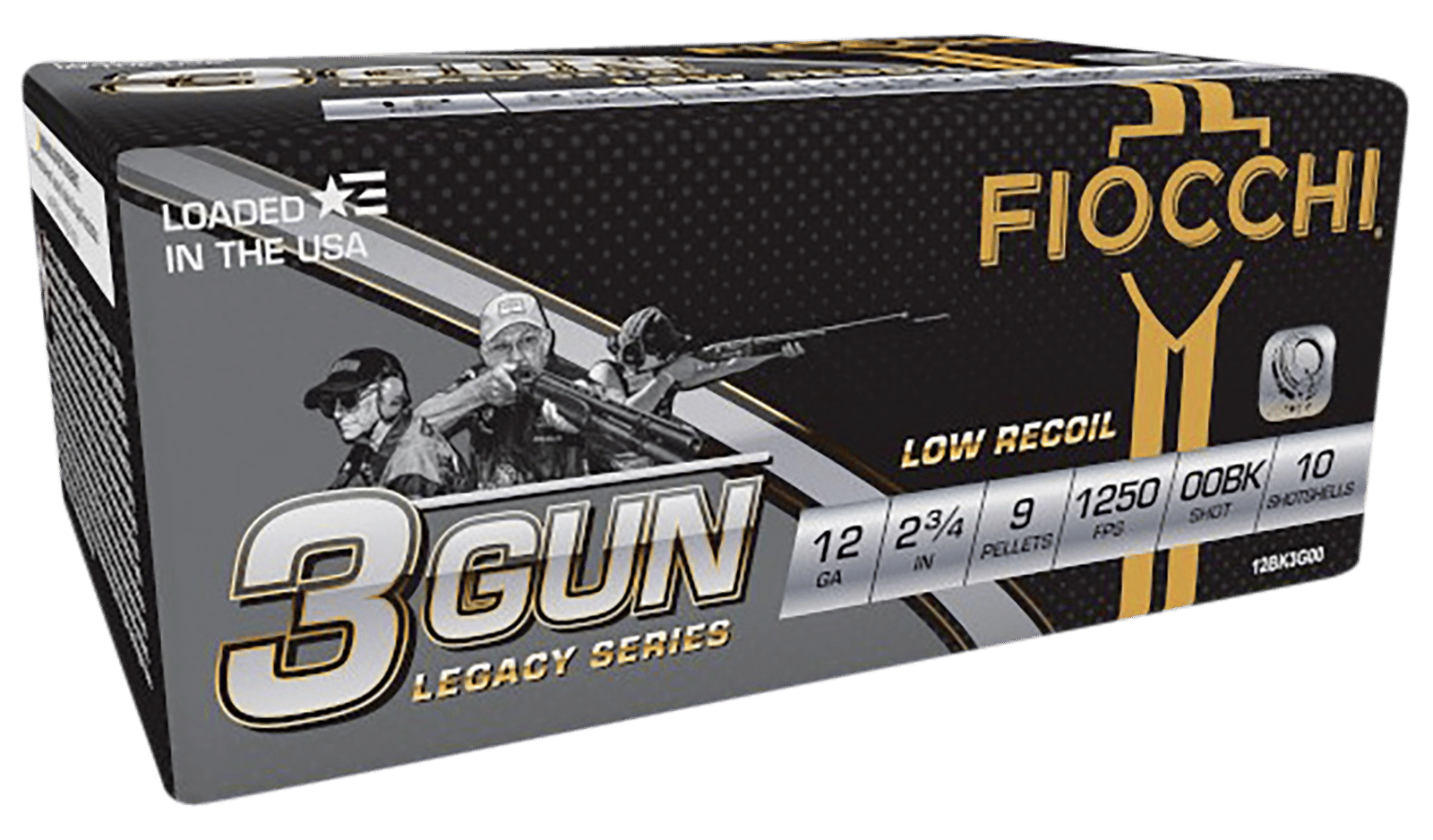 Fiocchi 12BK3G00 3-Gun Match Legacy Series 12Gauge 2.75" 9Pellets 00Buck Shot 10 Per Box/25 Case