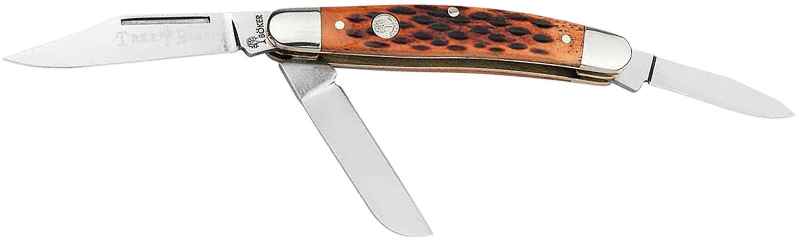 Boker 110852 Stockman Traditional Medium Clip Point/Sheepsfoot/Spey Plain D2 Steel Blade Brown Jigged Bone Handle