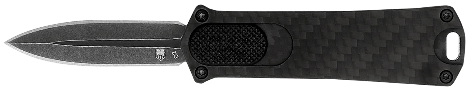 CobraTec Knives 952BLKDAGNS 952 1.75" OTF Dagger Plain Stonewashed D2 Steel Blade, 3" Black Anodized Aluminum Handle