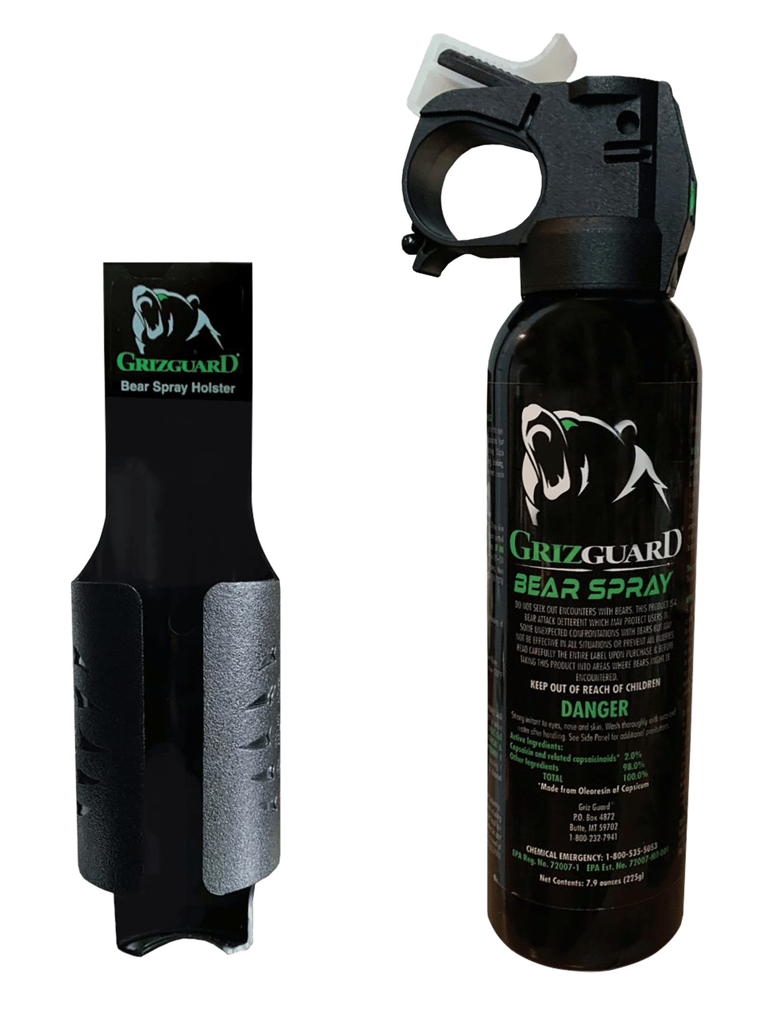 PSP GG1B Bear Spray Range 30ft 7.90oz Black Spray Includes Holster