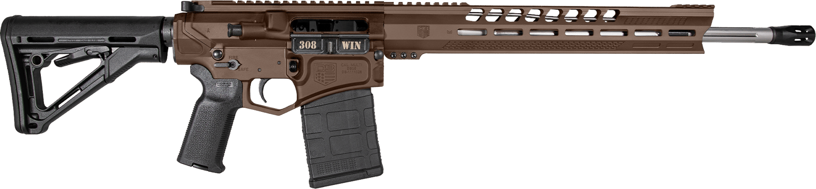 Diamondback DB1032C071 DB10 308 Win 18" 20+1 Midnight Bronze Adjustable Magpul CTR Stock Black Magpul MOE K2 Grip with Black Gold Lower 15" M-Lok