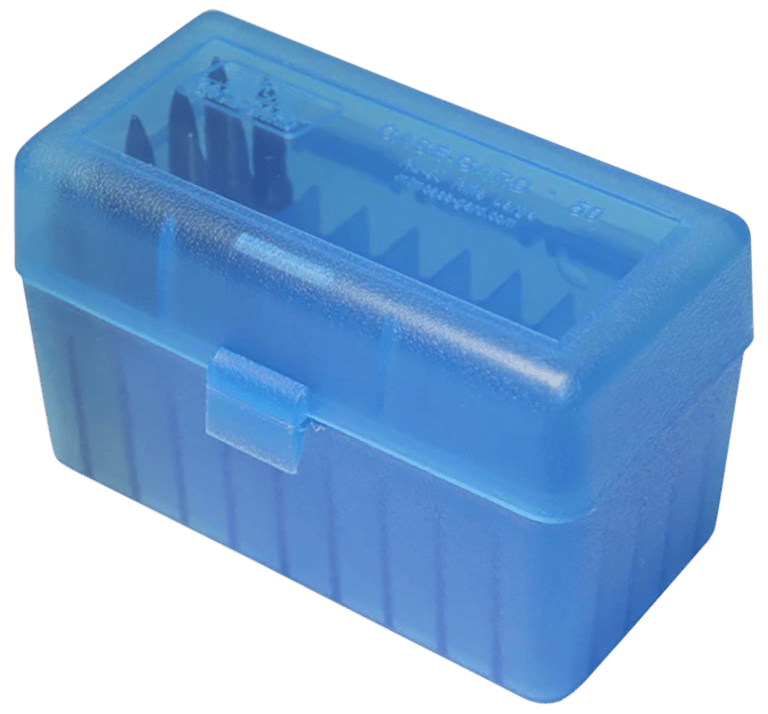 MTM Case-Gard RSS5024 Ammo Box Flip-Top 6mm PPC/7mm Clear Blue Polypropylene 50rd