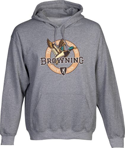 BROWNING HOODIE VINTAGE EMBLEM GREENHEAD HEATHER GRAY XLARGE