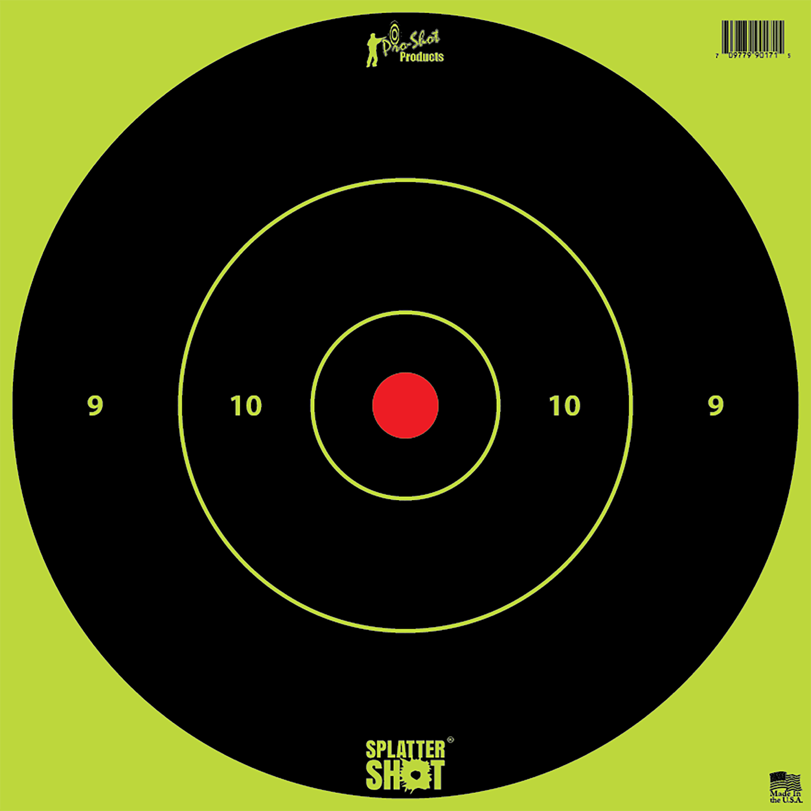 Pro-Shot 12BGREENTG12PK SplatterShot 12" Bullseye Hanging Heavy Paper Black/Red Impact Enhancement Yes White 12 PK