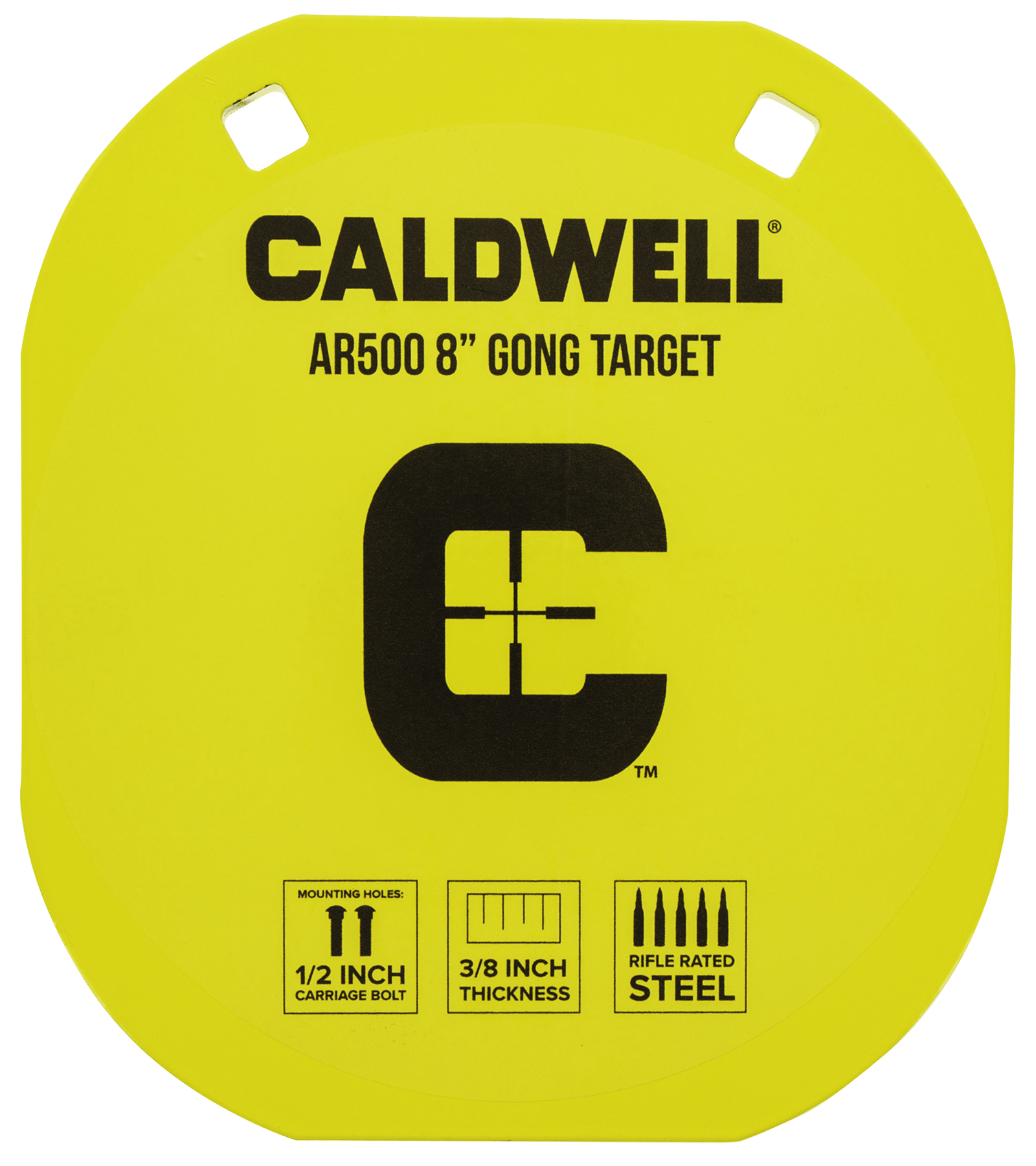 Caldwell 1116703 Gong 8" Yellow AR500 Steel 0.38" Thick Hanging