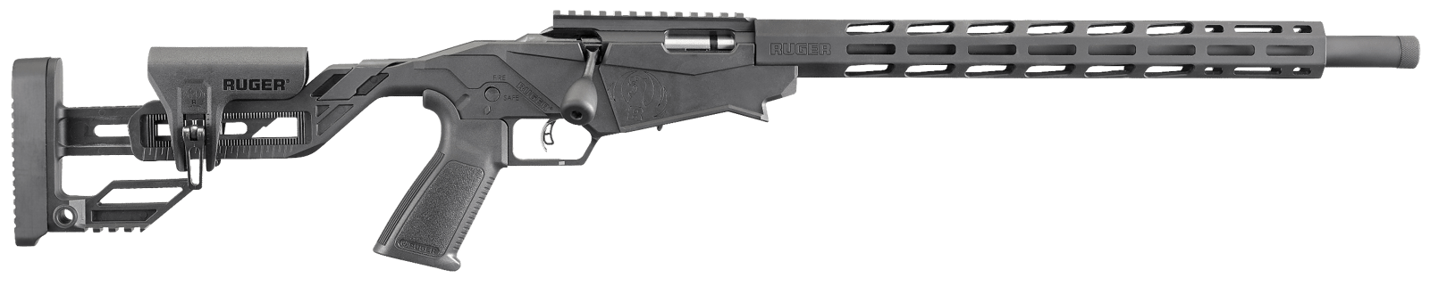 Ruger 8401 Precision Rimfire Full Size 22 LR 10+1 18" Black Threaded Barrel, Black Hard Coat Anodized Aluminum Receiver w/ Picatinny Rail, 15" M-LOK Handguards, Black Synthetic Adj Quick-Fit Precisio