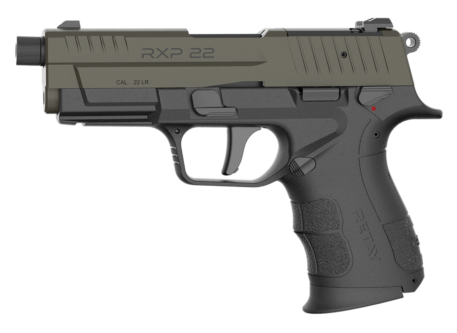 Retay USA RXP22BLKODSL10TH RXP 22 LR 10+1 4" Threaded Barrel, OD Green Cerakote Optic Ready/Serrated Slide, Black Cerakote Polymer Frame w/Accessory Rail, RMR/RMSc Footprint