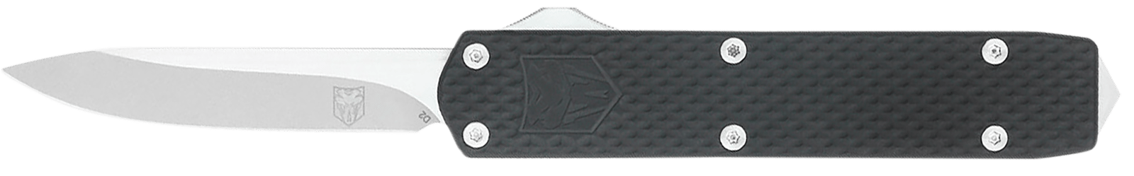 CobraTec Knives MNBLKMGEN2DNS Mini Mamba Gen II 2.25" OTF Plain Stonewashed D2 Steel Blade, 3.38" Black Textured Anodized Aluminum Handle