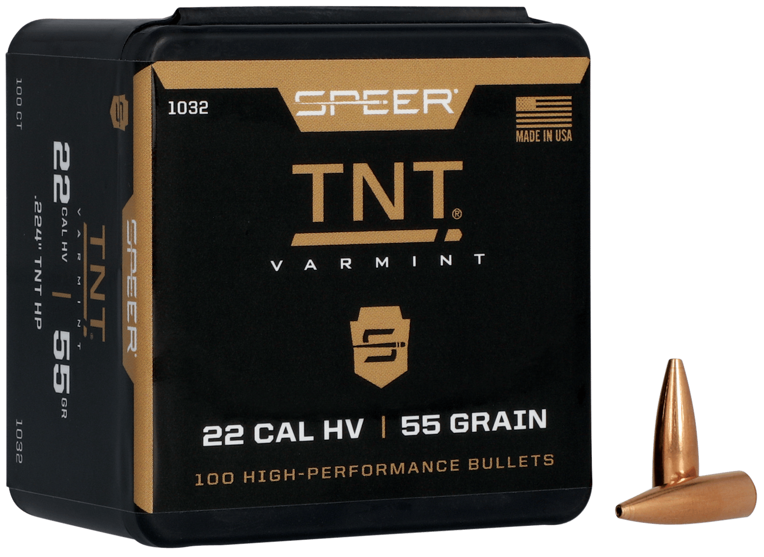 Speer 1032 TNT 22Cal 55gr Jacketed Hollow Point 100 Per Box/5 Case