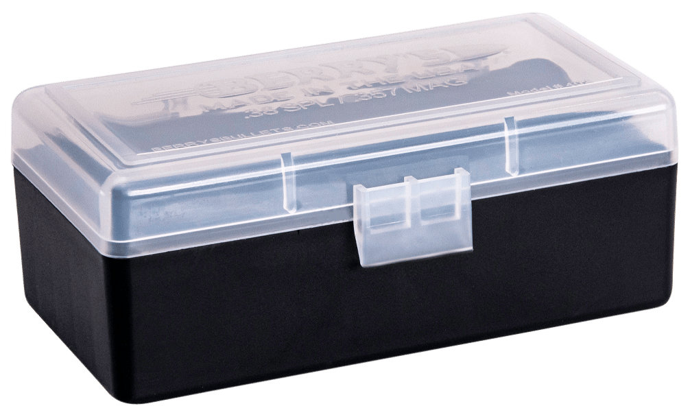 Berry's 61687 Ammo Box 38 Special/357 Mag Clear/Black Polypropylene 50rd