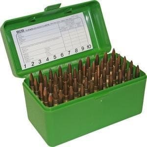 MTM Case-Gard R-50 Series Rifle Ammo Box .375 Rem UM .375 Wby Mag 50 Rounds Green