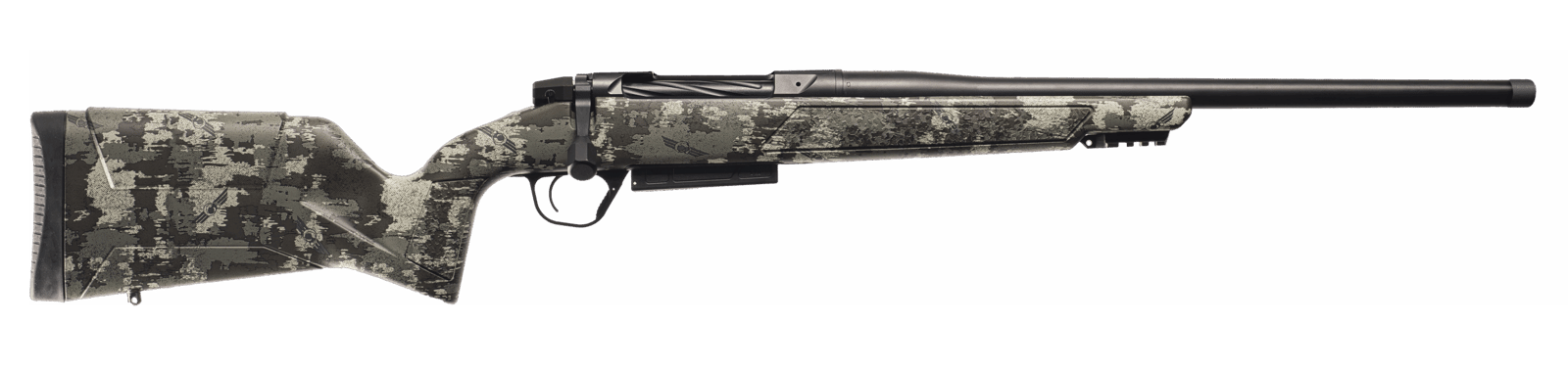 Christensen Arms 801-15057-01 Evoke Hunter 25 Creedmoor 4+1 20" Black Cerakote Threaded Barrel, Receiver & Forend w/Picatinny Rail, Brush Camo Fixed Synthetic Stock