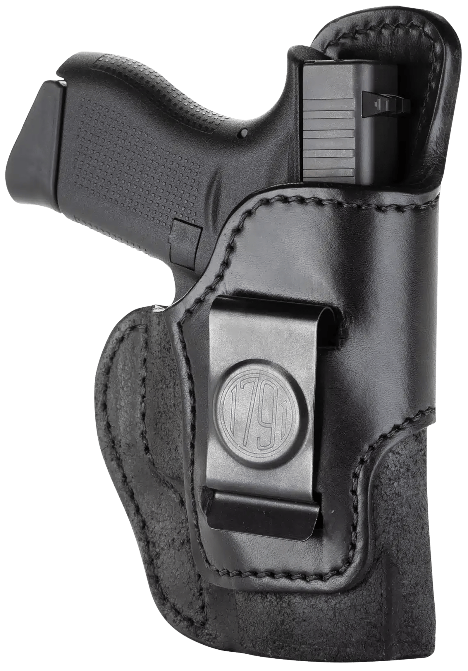 1791 Gunleather RCH3BLKR RCH IWB Size 03 Black Leather Belt Clip Compatible w/Ruger LC9/1911/Glock 43/43X Right Hand