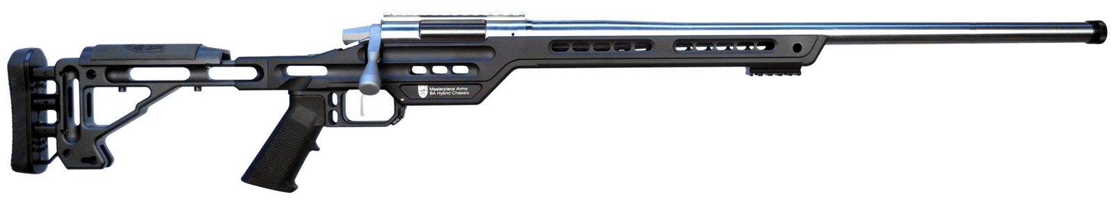 MasterPiece Arms 65CMPMRRHBLKPBA PMR 6.5 Creedmoor 10+1 24" Stainless Steel Polished Black Aluminum Black V-Bedded BA Hybrid Chassis Stock Right Hand