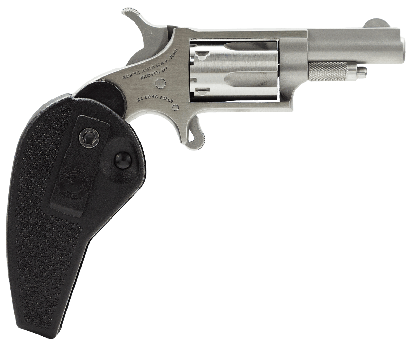 North American Arms 22LLRHG Mini-Revolver 22 LR 5 Shot 1.63" Barrel, Overall Stainless Steel Finish, Black Synthetic Holster Grip