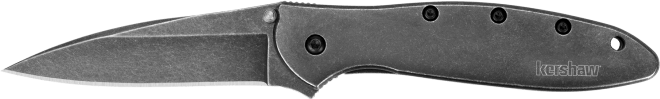 Kershaw 1660BLKW Leek 3" Folding Drop Point Plain Black DLC 14C28N Steel Blade Blackwash 410 Stainless Steel Handle Includes Pocket Clip