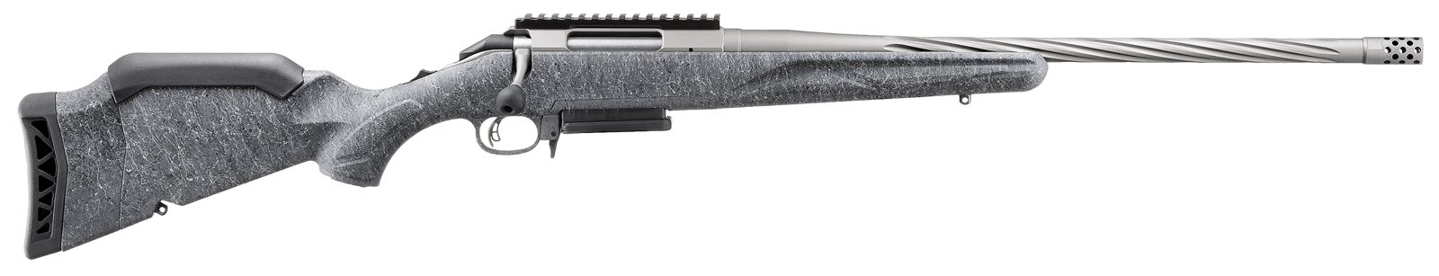 Ruger 46916 American II Full Size 6.5 PRC 3+1 20" Cobalt Cerakote Spiral Fluted Threaded Barrel & Alloy Steel Receiver w/Picatinny Rail, Gray Splatter Adj LOP Synthetic Stock