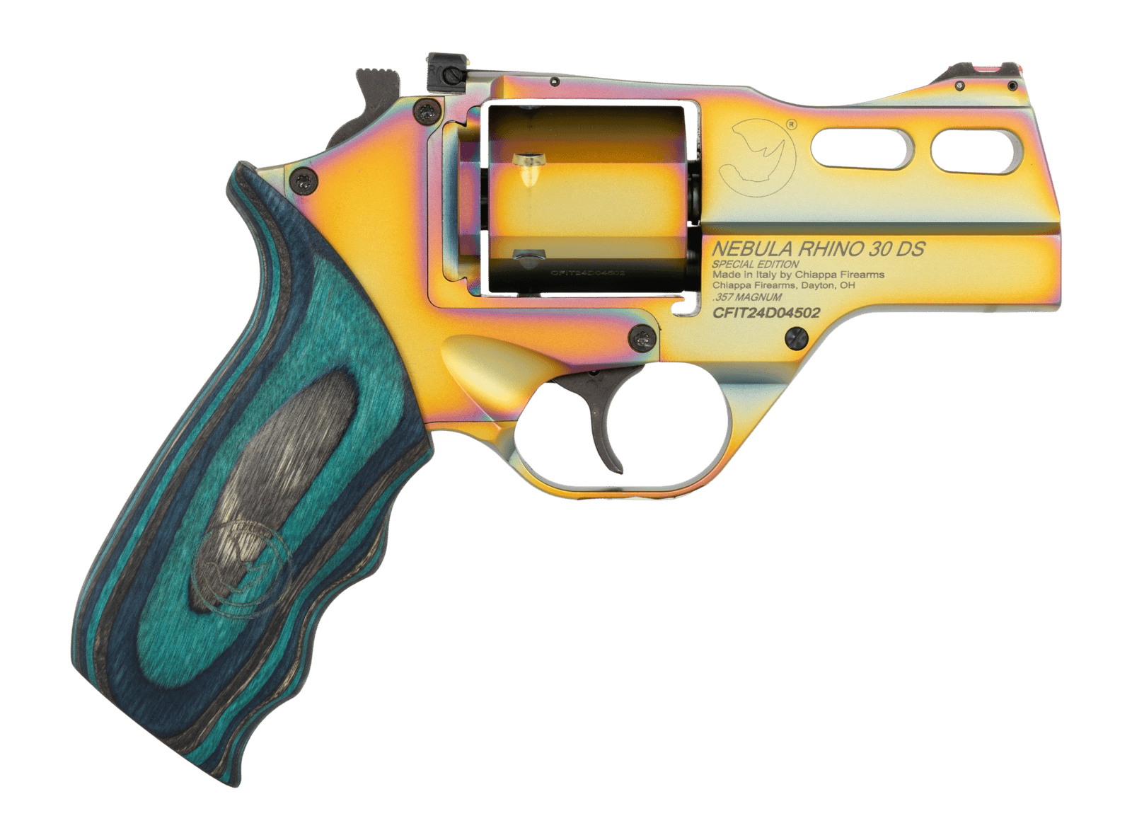 Chiappa Firearms CF340354 Rhino 30SAR 357 Mag 6 Shot 3" Nebula PVD, Blue Laminate Grip