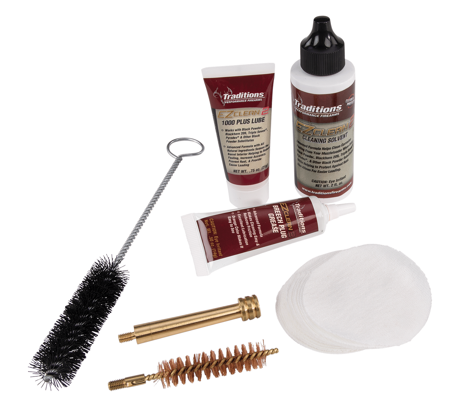 Traditions A3960 EZ Clean 2 Muzzleloader Cleaning Kit 50 Cal 7 Pieces
