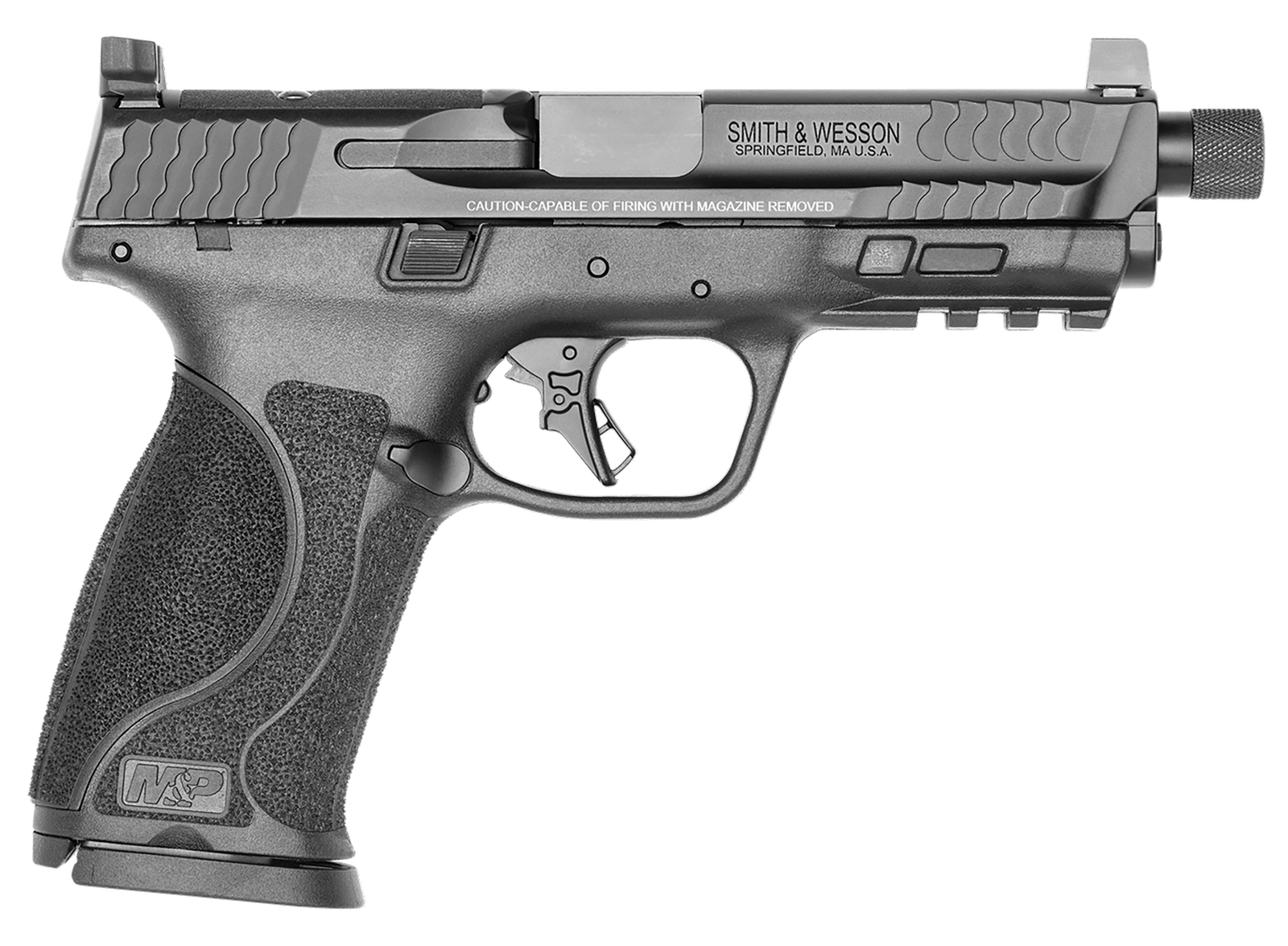 Smith & Wesson 13585 M&P M2.0 Full Size 9mm Luger 17+1, 4.62" Black Armornite Steel Threaded Barrel & Optic Ready/Serrated Slide, Matte Black Polymer Frame w/Picatinny Rail