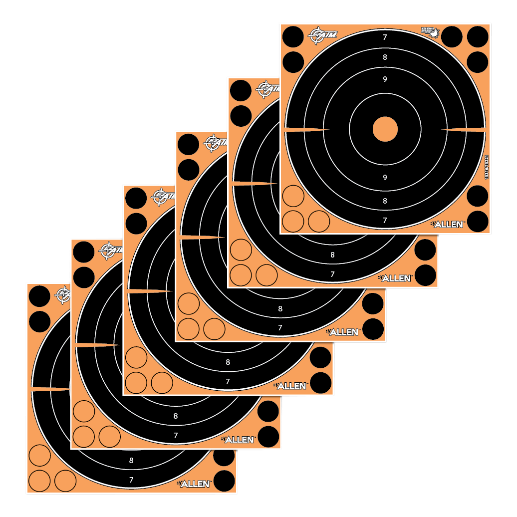EZ-Aim 15316 Splash Reactive Self-Adhesive Paper Black/Orange 8" Bullseye 6 Pack